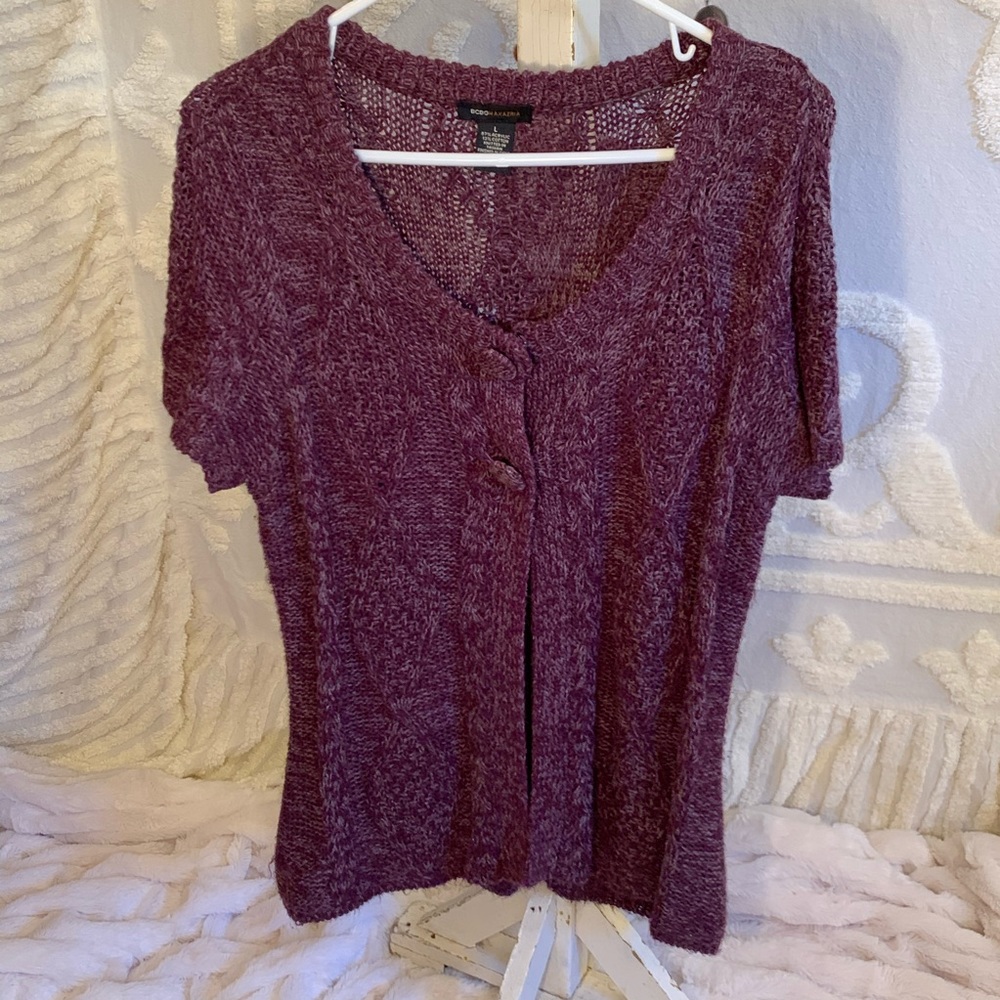 BCBG Women’s Short Sleeved Sweater in Purple
